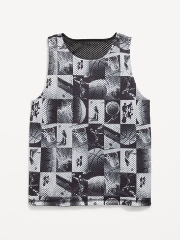 Old Navy Oversized Mesh Reversible Tank Top for Boys - Black Jack in Kuwait