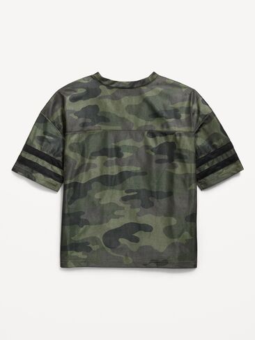 Old Navy Oversized Football-Style Lifestyle Jersey T-Shirt for Boys - Green Camo in Kuwait