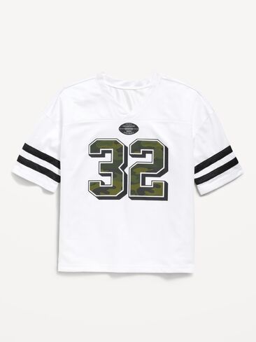 Old Navy Oversized Football-Style Lifestyle Jersey T-Shirt for Boys - White Lilies in Kuwait
