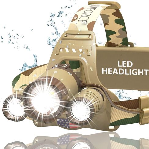 Headlamp. USB Rechargeable LED Head Lamp. Ultra Bright LUMINUS 1080 Lumen Headlamp Flashlight + Red Light. HeadLamps for Adults, Camping, Outdoors & Hard Hat Light. Zoomable IPX54 Headlight in Saudi Arabia