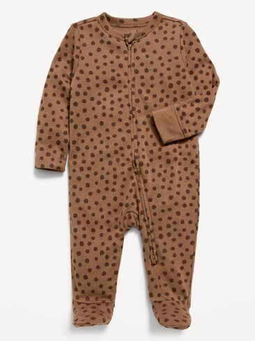 Old Navy 2-Way-Zip Sleep & Play Footed One-Piece for Baby - Brown Animal Print in Kuwait