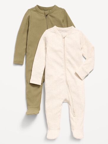 Old Navy 2-Way-Zip Sleep & Play Footed One-Piece 2-Pack for Baby - Dried Grasses in Saudi Arabia