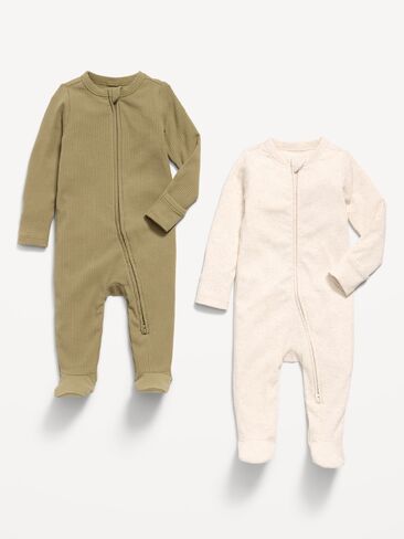 Old Navy 2-Way-Zip Sleep & Play Footed One-Piece 2-Pack for Baby - Dried Grasses in Saudi Arabia