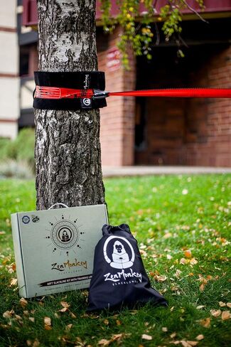 ZenMonkey Slackline Kit with Overhead Training Line, Arm Trainer, Tree Protectors, Cloth Carry Bag and Instructions, 60 Foot - Easy Setup for the Family, Kids and Adults in Saudi Arabia