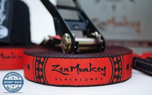 ZenMonkey Slackline Kit with Overhead Training Line, Arm Trainer, Tree Protectors, Cloth Carry Bag and Instructions, 60 Foot - Easy Setup for the Family, Kids and Adults in Saudi Arabia