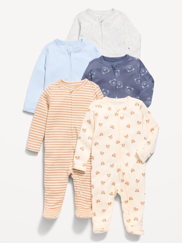 Old Navy 2-Way-Zip Sleep & Play Footed One-Piece 5-Pack for Baby - Bears in Saudi Arabia