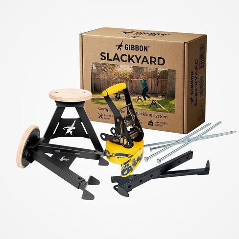 GIBBON SlackYard Slackline Kit - Freestanding, No Trees Required | Outdoor Progression from SlackBoard, Backyard Obstacle Course for Kids & Adults, Adjustable Balance Trainer Slack Line in Saudi Arabia