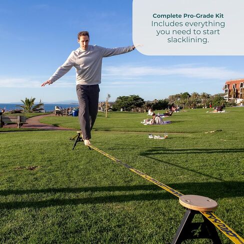 GIBBON SlackYard Slackline Kit - Freestanding, No Trees Required | Outdoor Progression from SlackBoard, Backyard Obstacle Course for Kids & Adults, Adjustable Balance Trainer Slack Line in Saudi Arabia