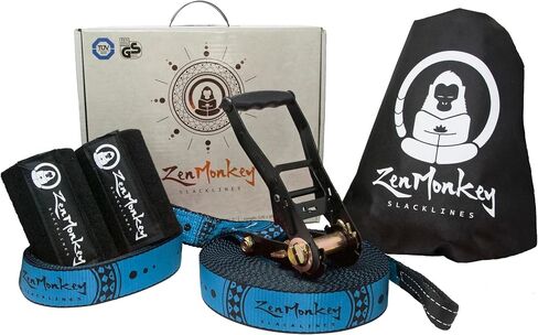 ZenMonkey Slackline Kit with Tree Guards, Fabric Carrying Bag and Instructions, 60 Feet, Easy Setup for Family, Kids and Adults in Saudi Arabia