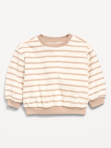 Old Navy Cozy Terry Striped Crew-Neck Sweatshirt for Baby - Neutral Stripe in Saudi Arabia