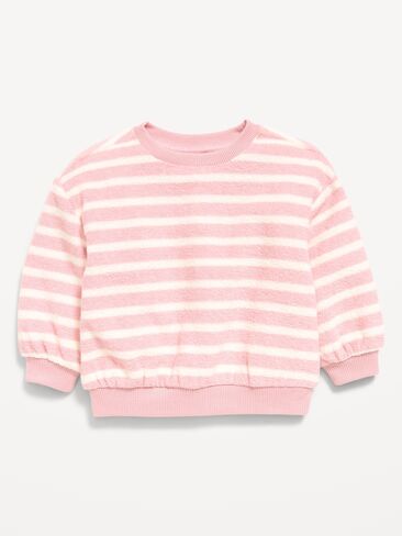 Old Navy Cozy Terry Striped Crew-Neck Sweatshirt for Baby - Pink Stripe in Kuwait