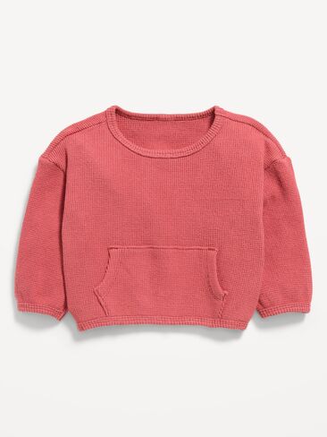 Old Navy Long-Sleeve Waffle-Knit Pocket Sweatshirt for Baby - Mauve Rose in Kuwait