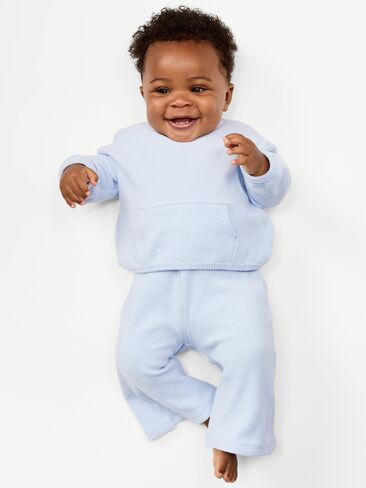 Old Navy Long-Sleeve Waffle-Knit Pocket Sweatshirt for Baby - Contrail in Kuwait