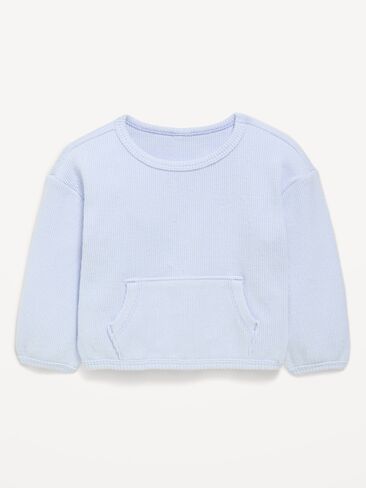 Old Navy Long-Sleeve Waffle-Knit Pocket Sweatshirt for Baby - Contrail in Kuwait