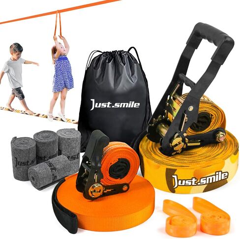 Slackline Kit Slakcline Longer 65ft with Tree Protectors Arm Trainer and Carry Bag,Slack Lines for Backyared for Kids and Adults in Saudi Arabia