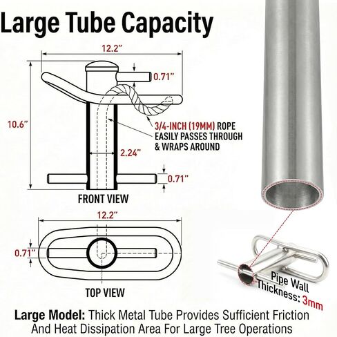 Port-A-Wrap, Stainless Portawrap for Tree Work, Arborist Tree Rigging Equipment for Rope Up to 3/4'', 9000lb MBS, 10:1 Work Load Ratio at 3000lbs(POWMSS), Large Size 12.2''x10.6'' in Saudi Arabia