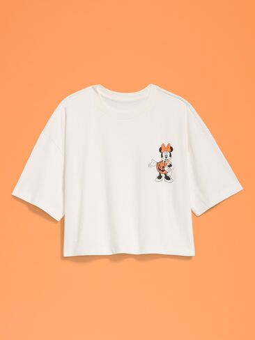 تيشيرت قصير بقصة ضيقة من Old Navy x Disney Minnie Mouse Boxy للنساء - يقطين in Kuwait
