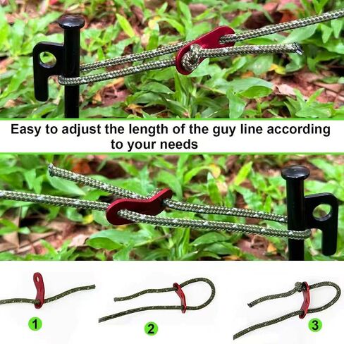 8 Pack 4mm Guy Lines, Total 104ft Ultralight Tent Cords with Aluminum Adjuster Tensioner, Tent Guy Lines for Tarps, Camping, Hiking(Olive Green,8 Packs) in Saudi Arabia