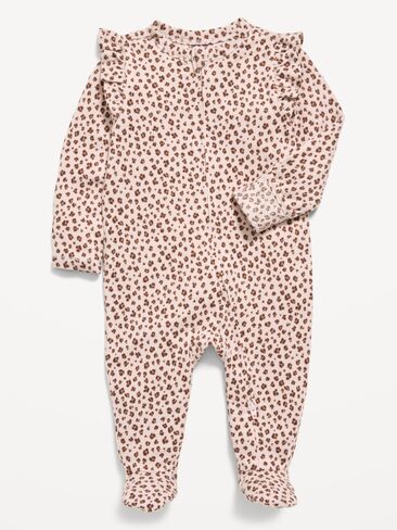 Old Navy SoftMode 2-Way-Zip Sleep & Play Footed One-Piece for Baby - Pink Leopard in Kuwait