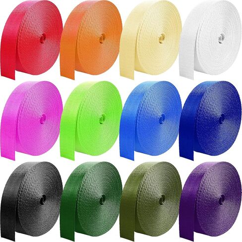12 Rolls Nylon Webbing 1 inch 1.5 inch 2 inch Nylon Strap Webbing Straps Backpack Straps Nylon Belt, 10 25 50 3.3 Yards Webbing Strapping in Saudi Arabia