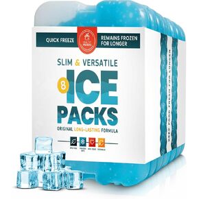 Healthy Packers Ice Packs for Lunch Boxes & Coolers - Freezer Packs - Original Cool Pack | Cooler Accessories for Beach, Camping & Fishing | Slim & Long-Lasting Reusable Ice Pack for Cooler in Kuwait