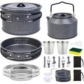 22-Piece Large Camping Cookware Set, 3.3L Pot & Kettle in Saudi Arabia