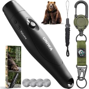 UNIWA Bear Horn - 125± dB Loud Safety Alarm with Compass & Retractable Hook, Compact & Lightweight One-Button Operation for Camping, Hiking, Hunting; Essential for Outdoor Enthusiasts in Saudi Arabia