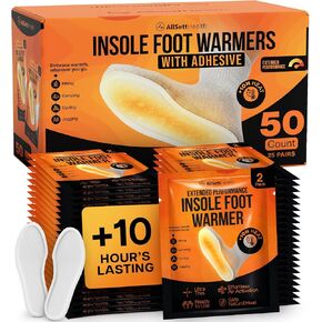 Insole Foot Warmers for Feet – 25 Pairs (50 Warmers) | 10+ Hour Air-Activated Foot Warmers Disposable | TSA Approved Insole Warmers for Boots & Shoes | Thin Adhesive Feet Warmers for Outdoor Use in Saudi Arabia