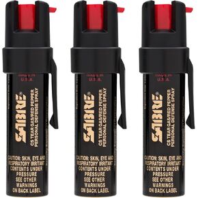 Sabre Compact 3‑in‑1 Pepper Spray, Tear Gas & UV Marking Dye Defense Spray - Maximum Police Strength OC Spray, Up to 16-ft Range, 13 Second Spray Time, Twist Lock Safety with Belt Clip, 0.75 fl oz in Kuwait