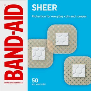 BAND-AID Brand Tru-Stay Sheer Adhesive Bandages, Assorted Sizes, 80 Count | Dependable Lightweight Protection, Sterile Wound Care for Minor Cuts & Scrapes, First Aid Kit Essential, Flexible Comfort in Kuwait