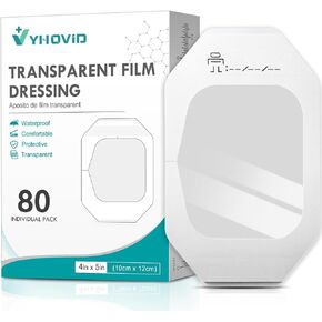 Transparent Film Dressing 4" x 4.75" Box of 30 - Waterproof Bandages for Swimming, Showering, Wounds, Post Surgical Shower or IV Shield, Tattoo Aftercare Bandage, Scar Therapy, Adhesive Patches in Saudi Arabia
