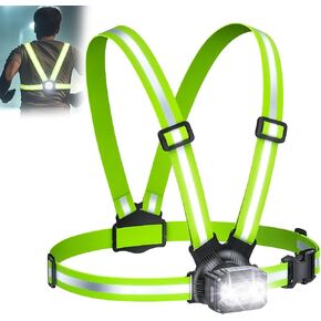 Viccux 500LM High-Visibility Running Lights for Runners, Adjustable 45° Beam & 360° Reflective Vest, IPX4 Waterproof Running Vest Light for Night Walking/Cycling/Jogging, 3.5-20Hrs Runtime in Kuwait