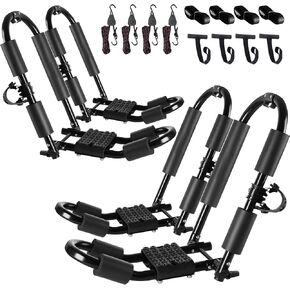 FORWODE Premium Kayak Roof Rack، زوجان من رف السقف J-Bar، رف قابل للطي قابل للتعديل، حامل سقف كاياك عالي التحمل 2 قوارب الكاياك، الزورق، سيارات الدفع الرباعي، لوح التزلج على سيارات الدفع الرباعي، العارضة للسيارة والشاحنة in Kuwait