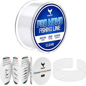 Monofilament Fishing Line with Knot Guide Card, Tangle-Free Snap Ring for No More Mess, Low Memory Smooth Casting Nylon Mono String, 15/20/30/50/80LB, 220-1050 Yards in Saudi Arabia