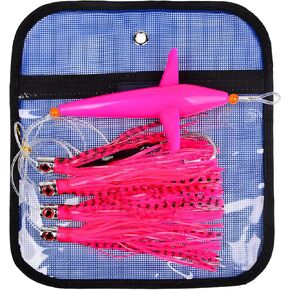 Daisy Chain Trolling Lures - Bird Teaser Big Game Saltwater Offshore Tuna Mahi Wahoo Fully Rigged Bulb Squid Teasers Trolling Fishing Lures with Mesh Bag in Kuwait