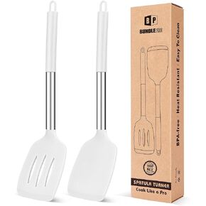 Pack of 2 Silicone Solid Turner, Non Stick Slotted Kitchen Spatulas, High Heat Resistant BPA Free Cooking Utensils, Ideal Cookware for Fish, Eggs, Pancakes(Gray) in Saudi Arabia