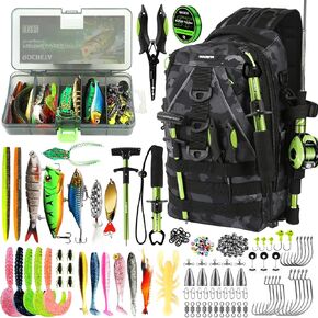 Fishing Backpack with Tackle Boxes,Fishing Lure Kit and Tool | Waterproof Fishing Tackle Bag With Rod Holder, Sling Backpack wtih Fishing Gear, Fishing Gifts for Men Woman Anglers in Saudi Arabia