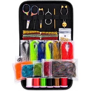 Fly Tying Kit – Complete Starter Set with Tools & Materials, Fly Fishing Gift Box for Building Flies & Jigs, Includes Bobbin, Hooks, Beads, Scissors, Whip Finisher, Carry Bag in Saudi Arabia