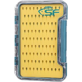 SF Slim Fly Fishing Box Thin Trout Flies Storage Box Plastic Clear Lid Yellow Silicone Waterproof Fly Fishing Box Small in Saudi Arabia