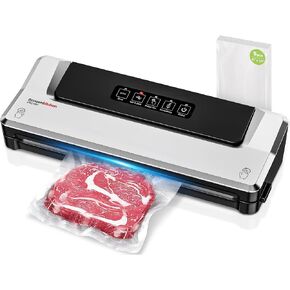 Bonsenkitchen Vacuum Sealer Machine, Multiple Modes For Meal Prep,Silver | Compact Vacuum Sealer for Kitchen Storage & Sous-Vide,External Vacuum System,6x Longer Freshness,5 Vacuum Bags in Kuwait