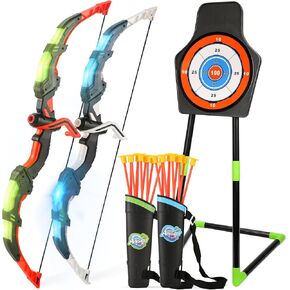 Bow and Arrow Set for Kids, 2-Pack LED Light Up Archery Set for Boys Girls | with 20 Suction Cup Arrows,Standing Target&2 Quivers,Indoor and Outdoor Toy for Kid Age 4-8 8-12 Birthday Gift 3-12 Years Old in Kuwait