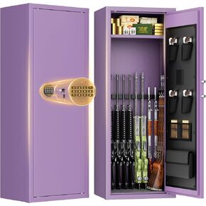 12-15 Gun Safe, Large Gun Safe for Rifles and Pistols, Quick Access Rifle Safe with 3 Removable Gun Racks and 4 Pistol Pockets, Digital Gun Cabinet with Dual Alarm and Sleep Mode in Kuwait