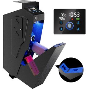 Quick Access Biometric Bedside Gun Safe for handgun | 2 in 1 Mounted Drop Down Nightstand Pistol Safe with Fingerprint & Passcode & Key 3 Ways, Birthday Gifts for Men in Saudi Arabia