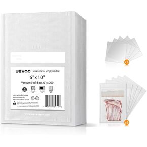Wevac Vacuum Sealer Bags 8x12" 100 Quart for Food Saver Vacuum Seal machine | Sous Vide, Freezer Safe, PreCut, BPA Free, Commercial Grade, Heavy duty, Meal Prep, Soup, Meat, Fish, Hunting, Vac Storage in Saudi Arabia