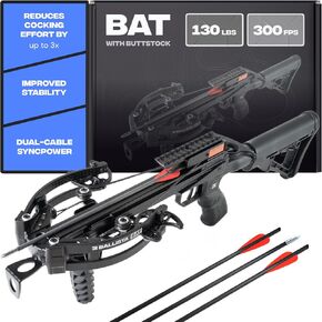 BAT Compound Crossbow with L-Buttstock for Hunting, Bowfishing and Target Shooting – 300 FPS, 130 lb Draw Weight, 3.3 lb Lightweight Design in Saudi Arabia