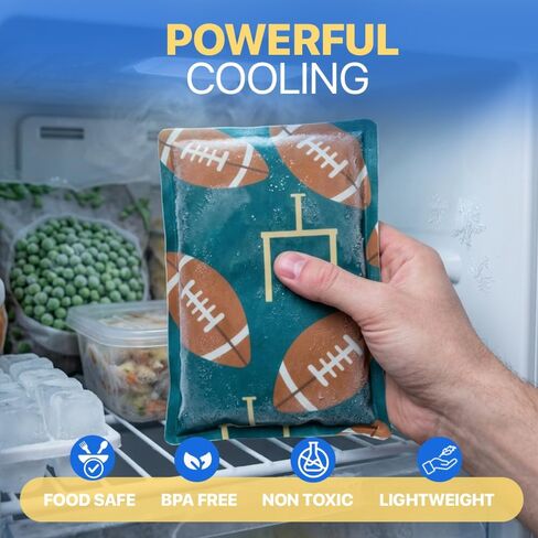4 Pack Slim Ice Packs for Lunch Boxes, Reusable Kids Cold Packs for Coolers | Fun Sports Design, 4.5"x6" Stays Cold Up to 12 Hours, Small Ice Packs for Kids, BPA-Free in Saudi Arabia