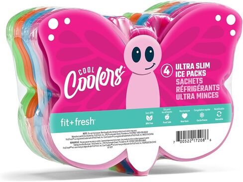 Cool Coolers by Fit & Fresh Reusable Kids Lunch Box Ice Packs, 4pk | Shaped Character Ice Packs for Kids, Slim Design for Lunch Bags & Coolers, Quick Freeze, BPA-Free, Multicolored, Penguin in Kuwait