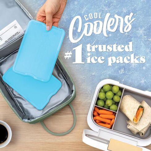 Cool Coolers by Fit & Fresh 4 Pack XL Slim Ice Packs, Quick Freeze Space Saving Reusable Ice Packs for Lunch Boxes or Coolers in Kuwait