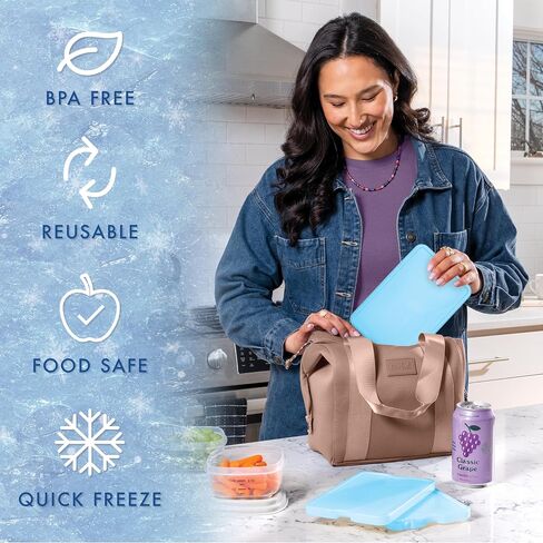 Cool Coolers by Fit & Fresh 4 Pack XL Slim Ice Packs, Quick Freeze Space Saving Reusable Ice Packs for Lunch Boxes or Coolers in Kuwait