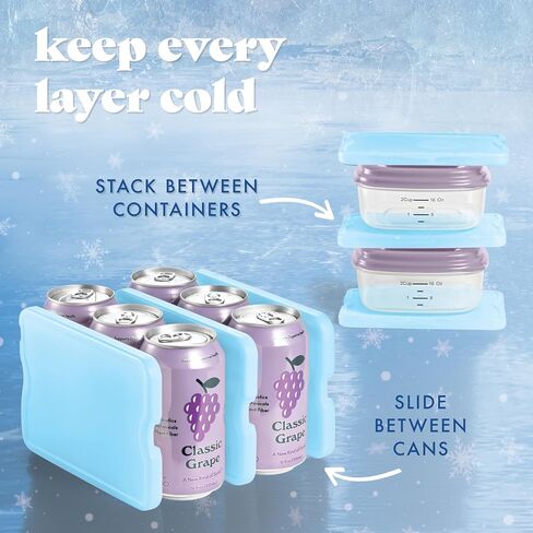 Cool Coolers by Fit & Fresh 4 Pack XL Slim Ice Packs, Quick Freeze Space Saving Reusable Ice Packs for Lunch Boxes or Coolers in Kuwait